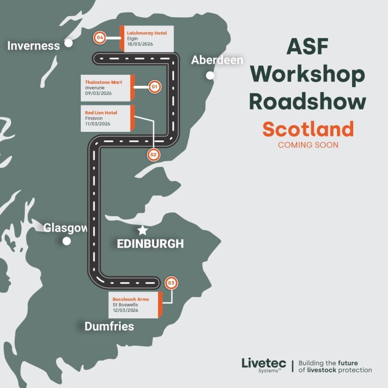 map graphic showing ASF Workshop in Scotland
