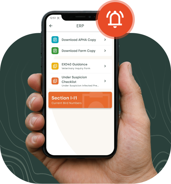 Hand holding phone showing Emergency Response Plan