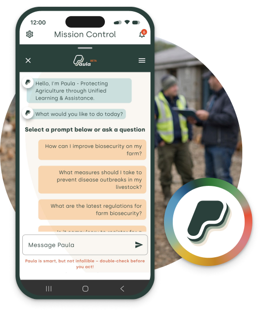 Paula AI biosecurity advisor chat on phone